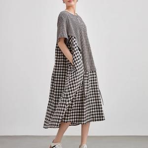 Black and White Plaids Layering Rustic Dress