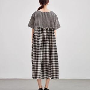 Black and White Plaids Layering Rustic Dress