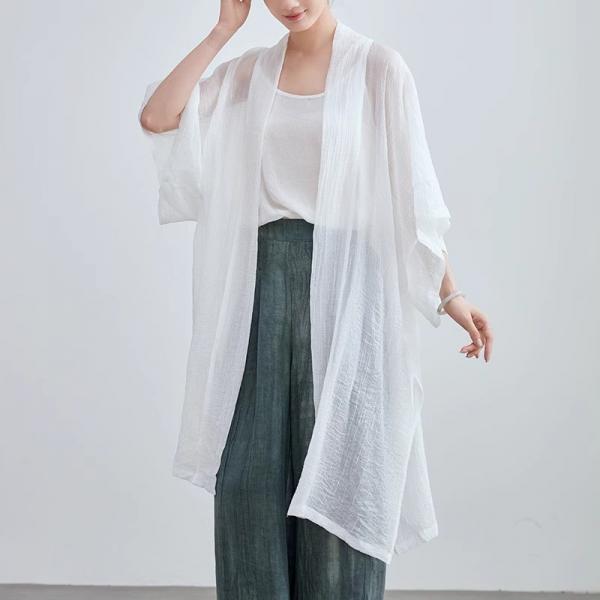 Plus Size Elegant Sheer White Cardigan