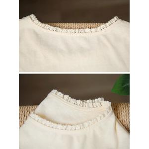 Lace Hem Summer Apricot Casual T-shirt
