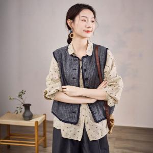 Loose-Fit Button Down Linen Gray Waistcoat