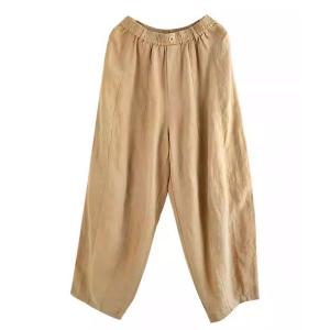 High Waist Khaki Breathable Linen Pants