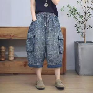 White Dots Flap Pockets Cropped Jeans