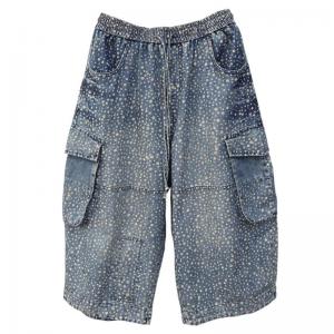 White Dots Flap Pockets Cropped Jeans
