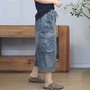 White Dots Flap Pockets Cropped Jeans