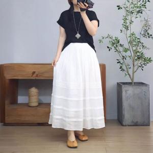 Comfy Loose Ramie Tiered Maxi Skirt
