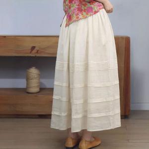 Comfy Loose Ramie Tiered Maxi Skirt