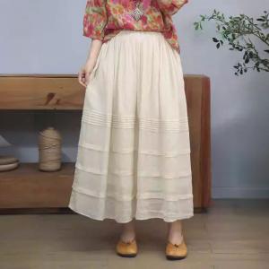 Comfy Loose Ramie Tiered Maxi Skirt