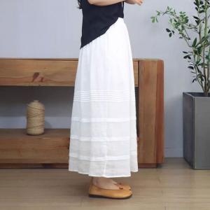 Comfy Loose Ramie Tiered Maxi Skirt