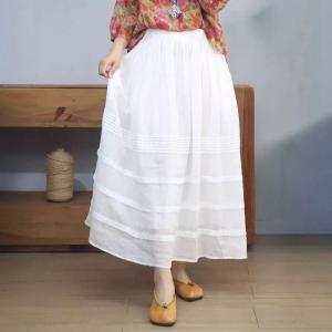 Comfy Loose Ramie Tiered Maxi Skirt