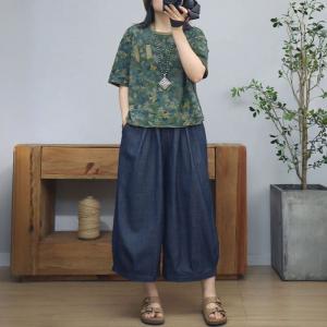 Flowers Patterns Short Sleeves Summer T-shirt