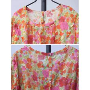 Breathable Comfy Ramie Floral Blouse
