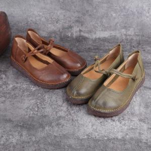 Low Heels Leather Buckle Mary Jane Sandals