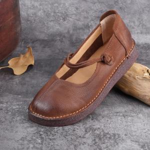 Low Heels Leather Buckle Mary Jane Sandals