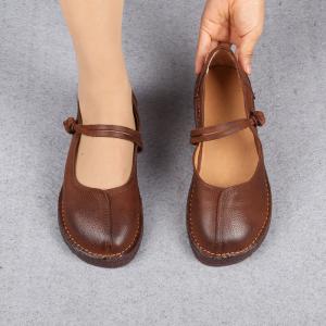 Low Heels Leather Buckle Mary Jane Sandals