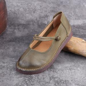 Low Heels Leather Buckle Mary Jane Sandals