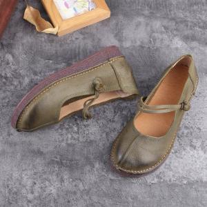 Low Heels Leather Buckle Mary Jane Sandals
