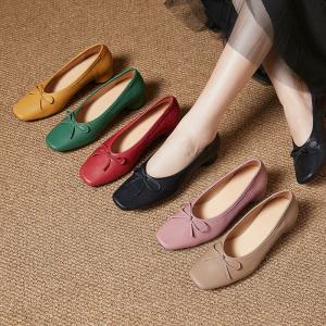 Business Casual Chunky Heels Bowknot Shoes