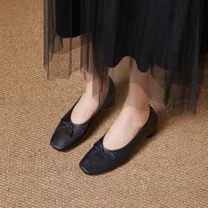 Business Casual Chunky Heels Bowknot Shoes