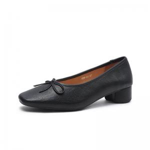 Business Casual Chunky Heels Bowknot Shoes