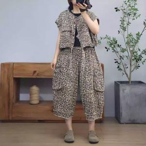 90s Fashion Short Jacket with Leopard Ankle Jeans