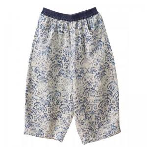 Blue and White Porcelain Pattern Linen Pants