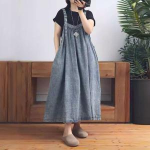 Casual Loose-Fit Flare Jean Overall Dress
