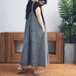 Casual Loose-Fit Flare Jean Overall Dress
