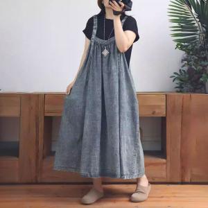 Casual Loose-Fit Flare Jean Overall Dress