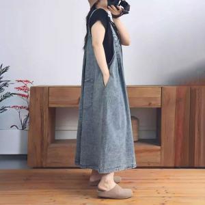 Casual Loose-Fit Flare Jean Overall Dress