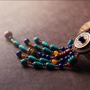 Chinese Folk Style Turquoise Long Sweater Necklace