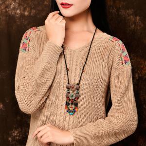 Long Aventurine Tassel Folk Necklace