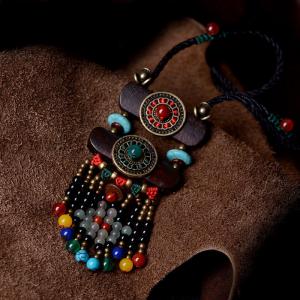 Long Aventurine Tassel Folk Necklace