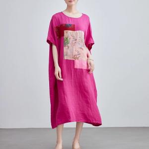 Ethnic Patchwork Plus Size Comfy Linen Caftan
