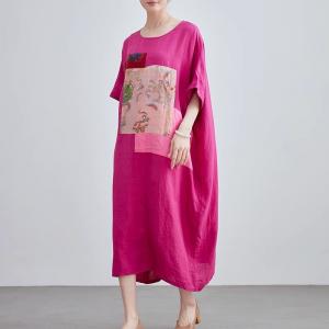Ethnic Patchwork Plus Size Comfy Linen Caftan