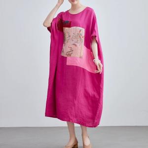 Ethnic Patchwork Plus Size Comfy Linen Caftan