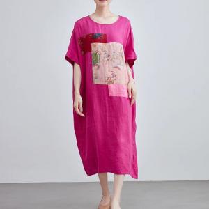 Ethnic Patchwork Plus Size Comfy Linen Caftan