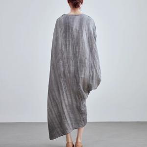 Plain Sand Wash Linen Asymmetrical Dress