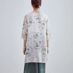 Comfort Ramie Printed Pastel Tunic Blouse
