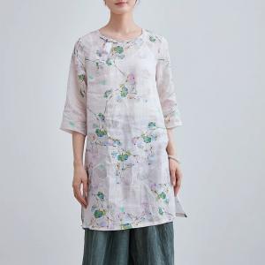 Comfort Ramie Printed Pastel Tunic Blouse