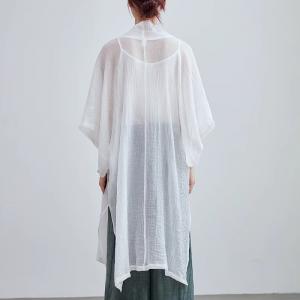 Plus Size Elegant Sheer White Cardigan