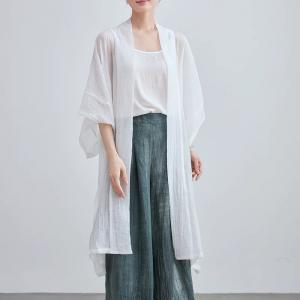 Plus Size Elegant Sheer White Cardigan