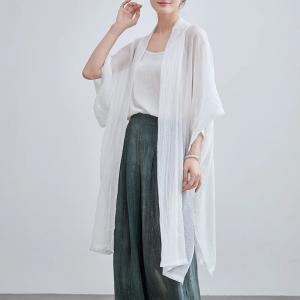 Plus Size Elegant Sheer White Cardigan