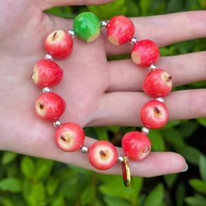 Lovely  Resin Apple Pendant Bracelet