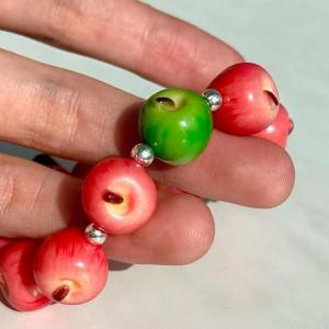 Lovely  Resin Apple Pendant Bracelet