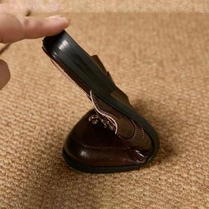 Metal Buckle Sheep Skin British Slipper Flats