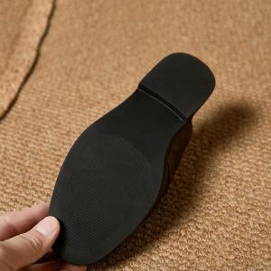 Metal Buckle Sheep Skin British Slipper Flats
