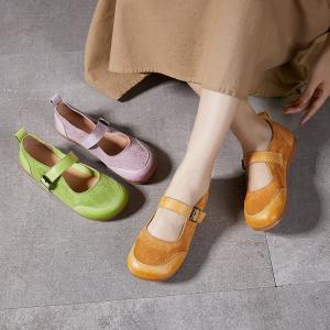 Pop Colors Suede Leather Mary Jane Sandals