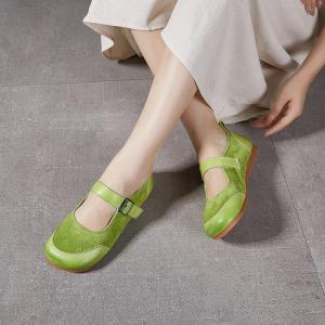 Pop Colors Suede Leather Mary Jane Sandals