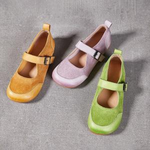 Pop Colors Suede Leather Mary Jane Sandals
